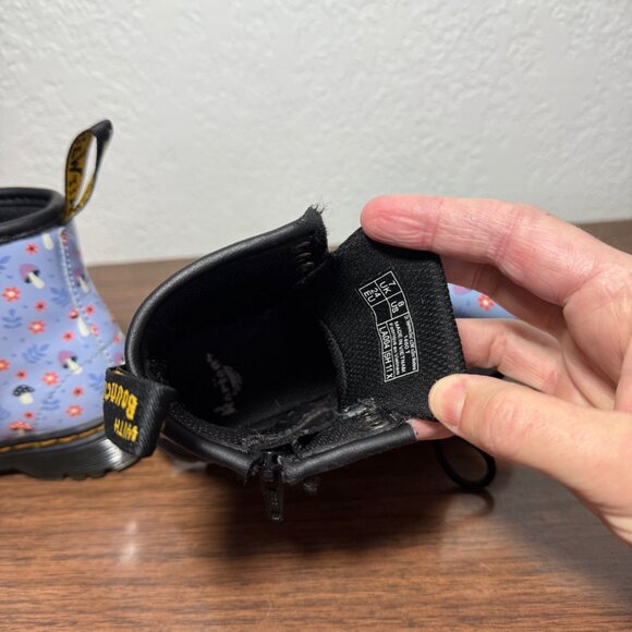 Dr Martens 1460 Toddler Patent Woodland Boots Size 8/EU24 Zen Blue Mushroom Zip - Picture 8 of 11